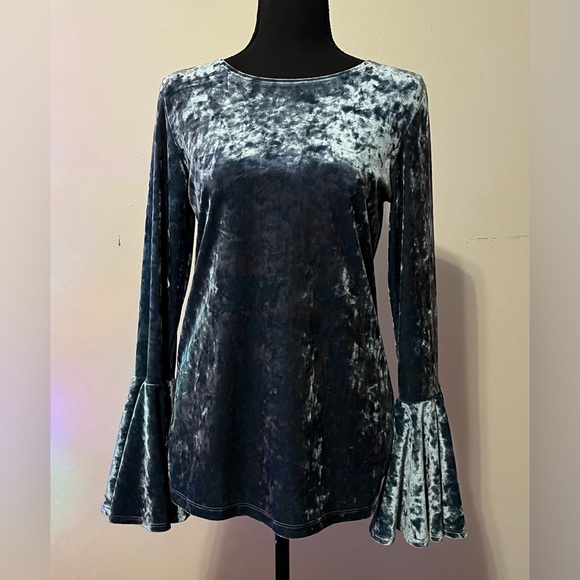 Boho Jane Tops - Crushed Velvet Bell Sleeve Top - S